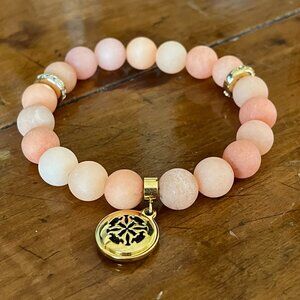 Rustic Cuff Peach Candy Color Natural Stone Beaded Stretch Bracelet